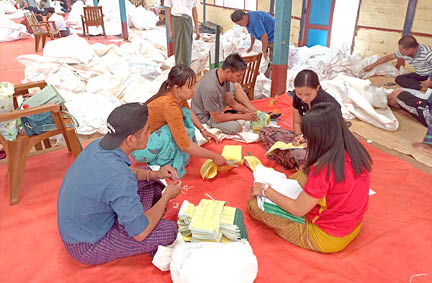 Photographic documentation of on ground inspection of the ballot papers in  Shan State