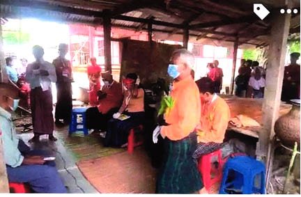 Using a religious building during election compaign and unlawful activities to get votes on the pretext of religon, in violation of UEC’s orders No. (1/2014) and (173/2020), in  Kyi-ywar village tract in Pyaw-bwe Township