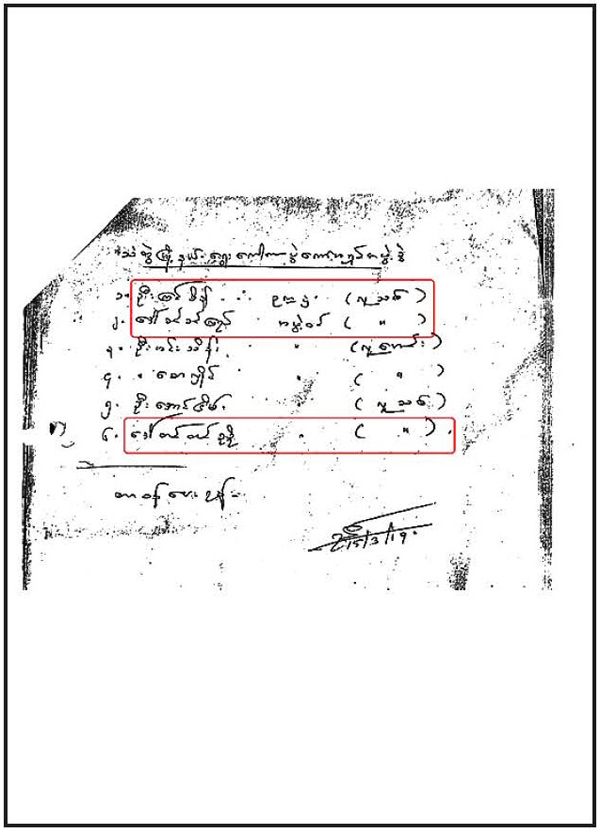 Hand written letter by Former Chief Minister of Rakhine State on nominations of township election sub-commissions